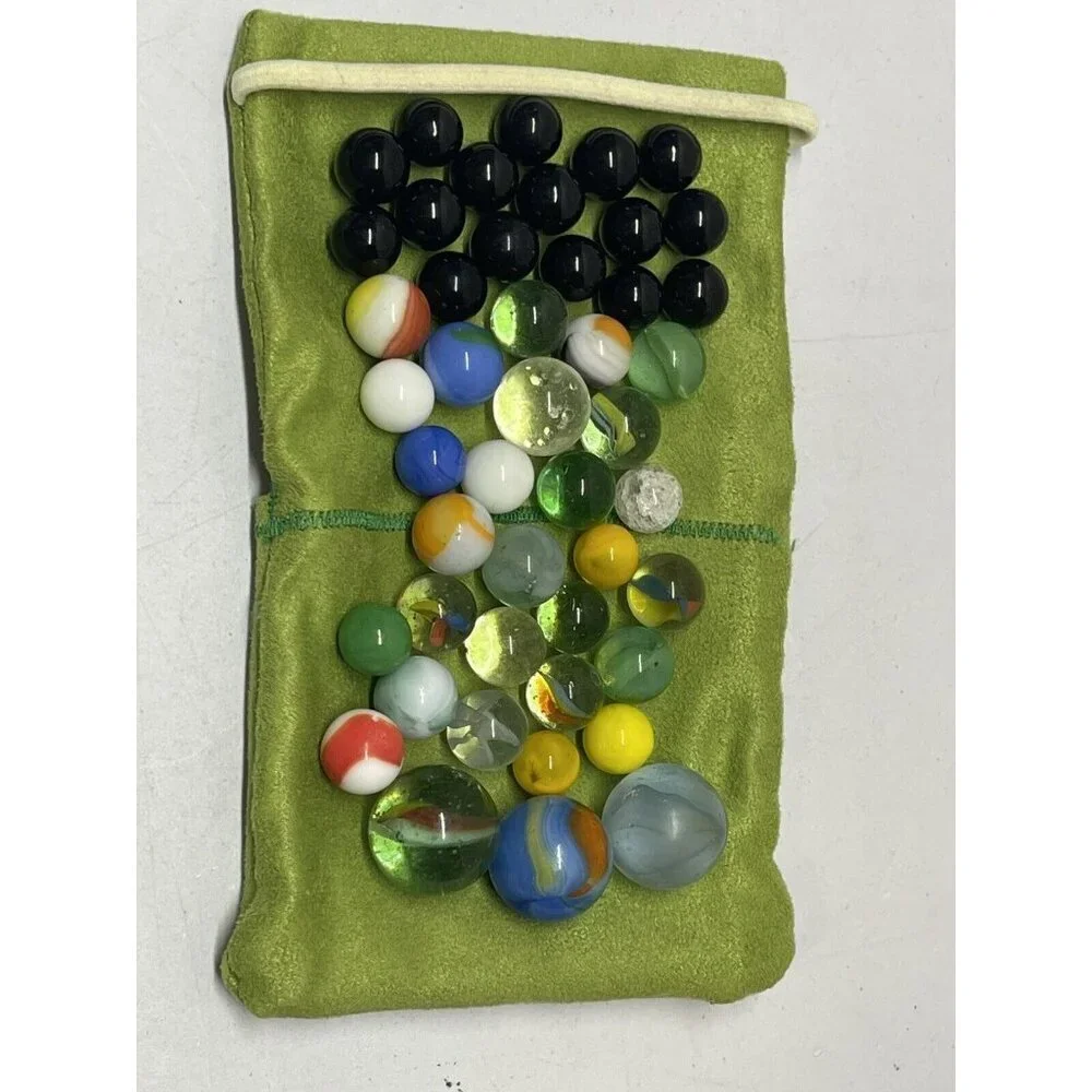 Vintage Marble Lot of 46 Different Sizes Colors